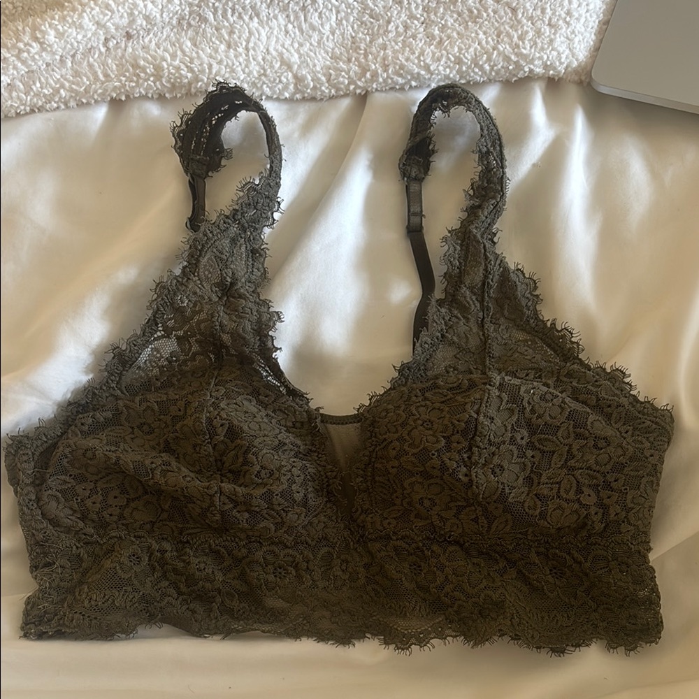 Aerie Lace Bralette in Olive Green